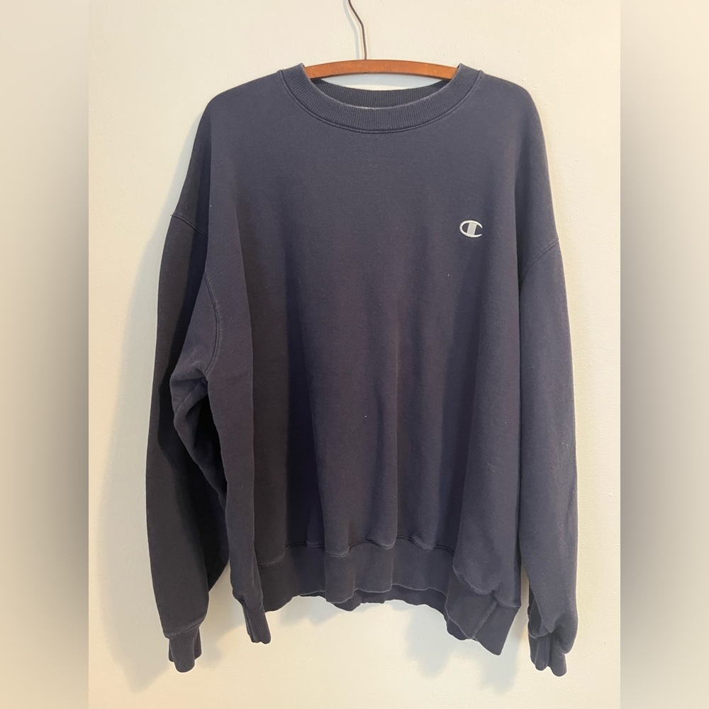 Champion Authentic Men's Navy Blue Long Sleeve Sweatshirt Size 2XL